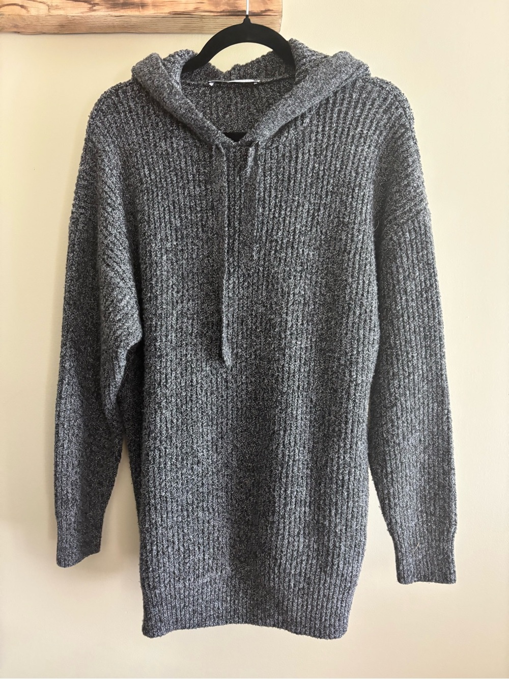 8.) Zara / Thick & Cozy / Gray Hooded Knit Sweater